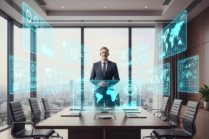 Executivo moderno ilustrando o conceito de C-Level as a Service