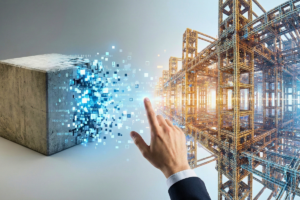 Representação visual da inovação do modelo de negócio, onde o produto físico se desfaz para dar lugar a uma estrutura digital estratégica.